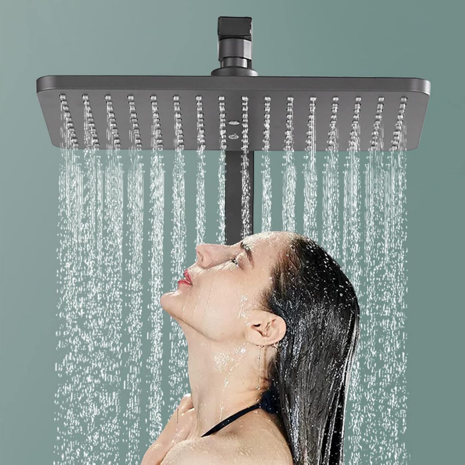 Gray Shower Faucet Set Bathroom Thermostatic Digital Display Shower System Wall Mounted Brass Shower Fixtures with Rain Shower Head and 3-Setting Hand Shower