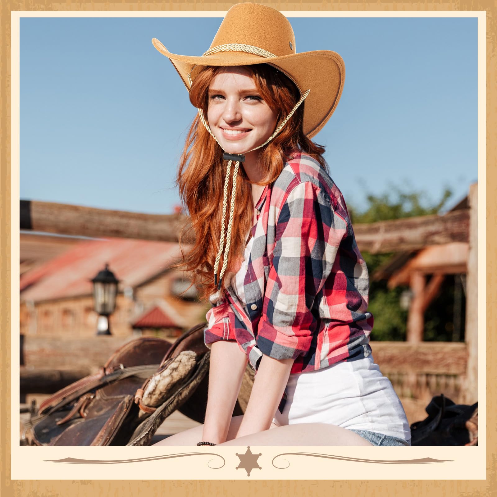 Henoyso Confezione da 16 cappelli da cowboy da donna, in finto feltro, stile occidentale, con bordo, per attività all'aperto, viaggi, classici, con cinghia, per Halloween, adulti, uomini, donne,