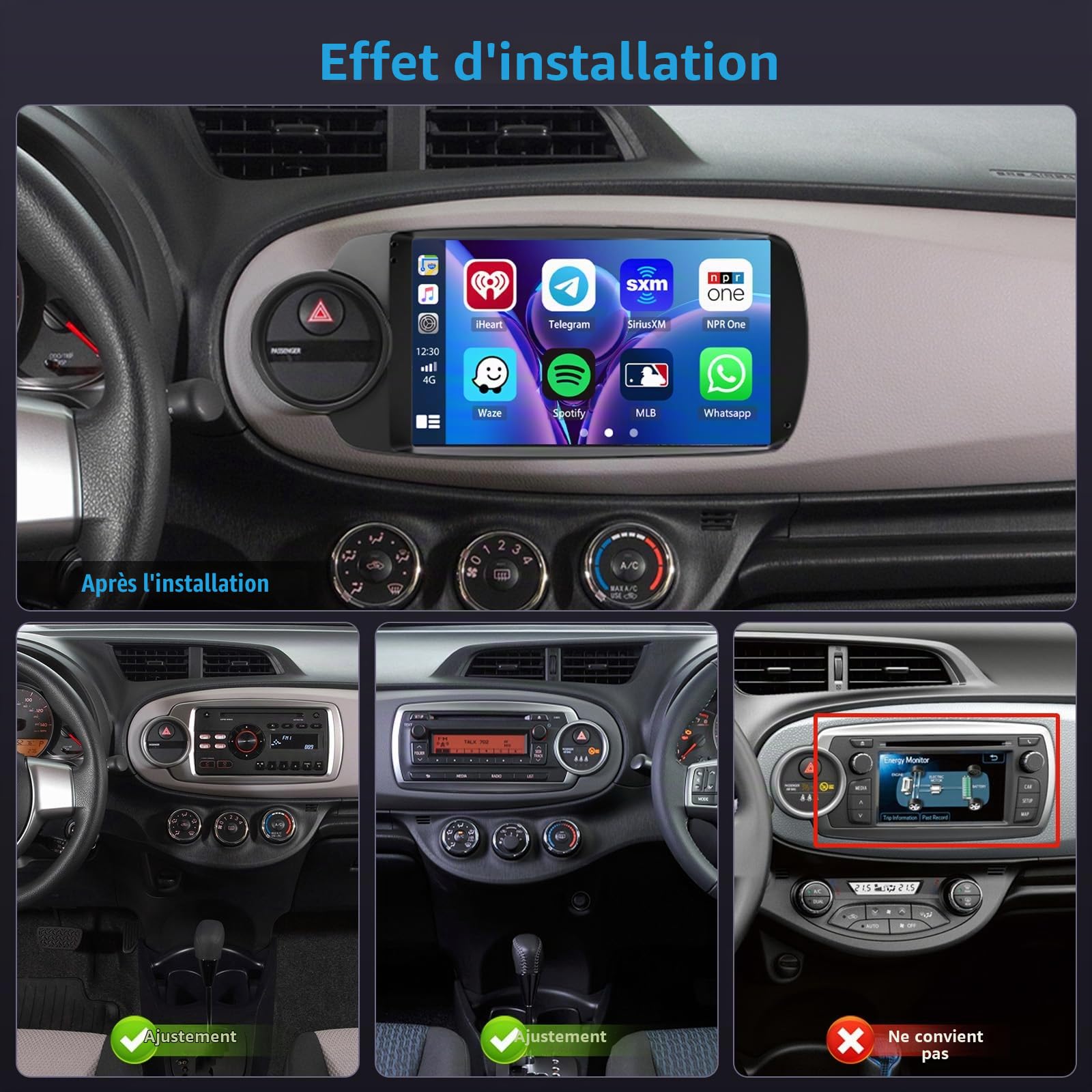 Inefala 4+128G 9'' Android 15 Autoradio pour Toyota Yaris Grmn 2012-2017