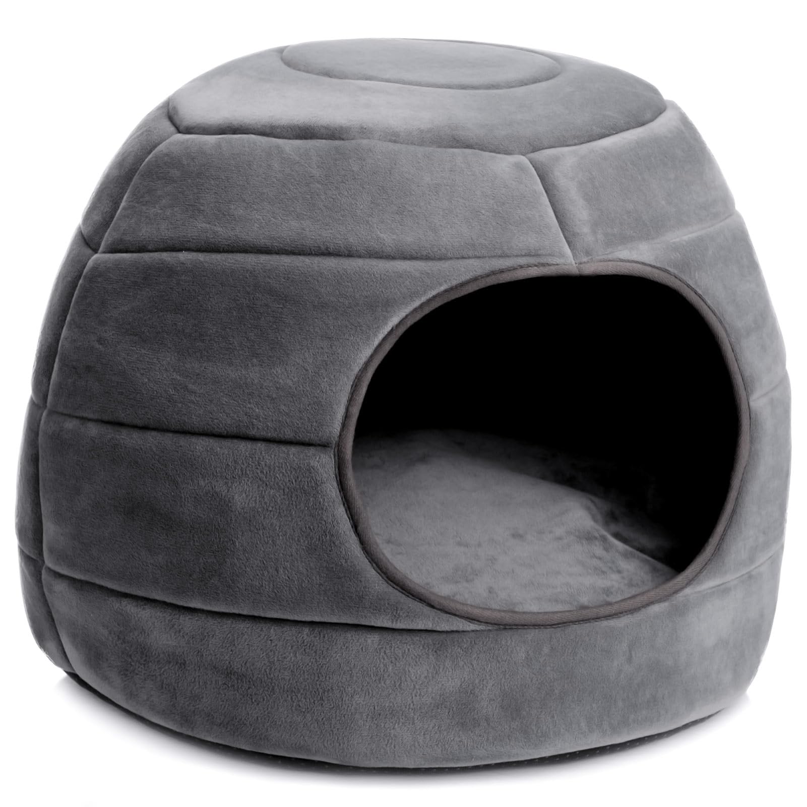 Hollypet Cama para gatos y perros pequeños, cama plegable 2 en 1 para mascotas, cálido y suave terciopelo coral para gatos y perros pequeños, gris oscuro, L Global Recycled Standard Global Recycled Standard Global Recycled Standard