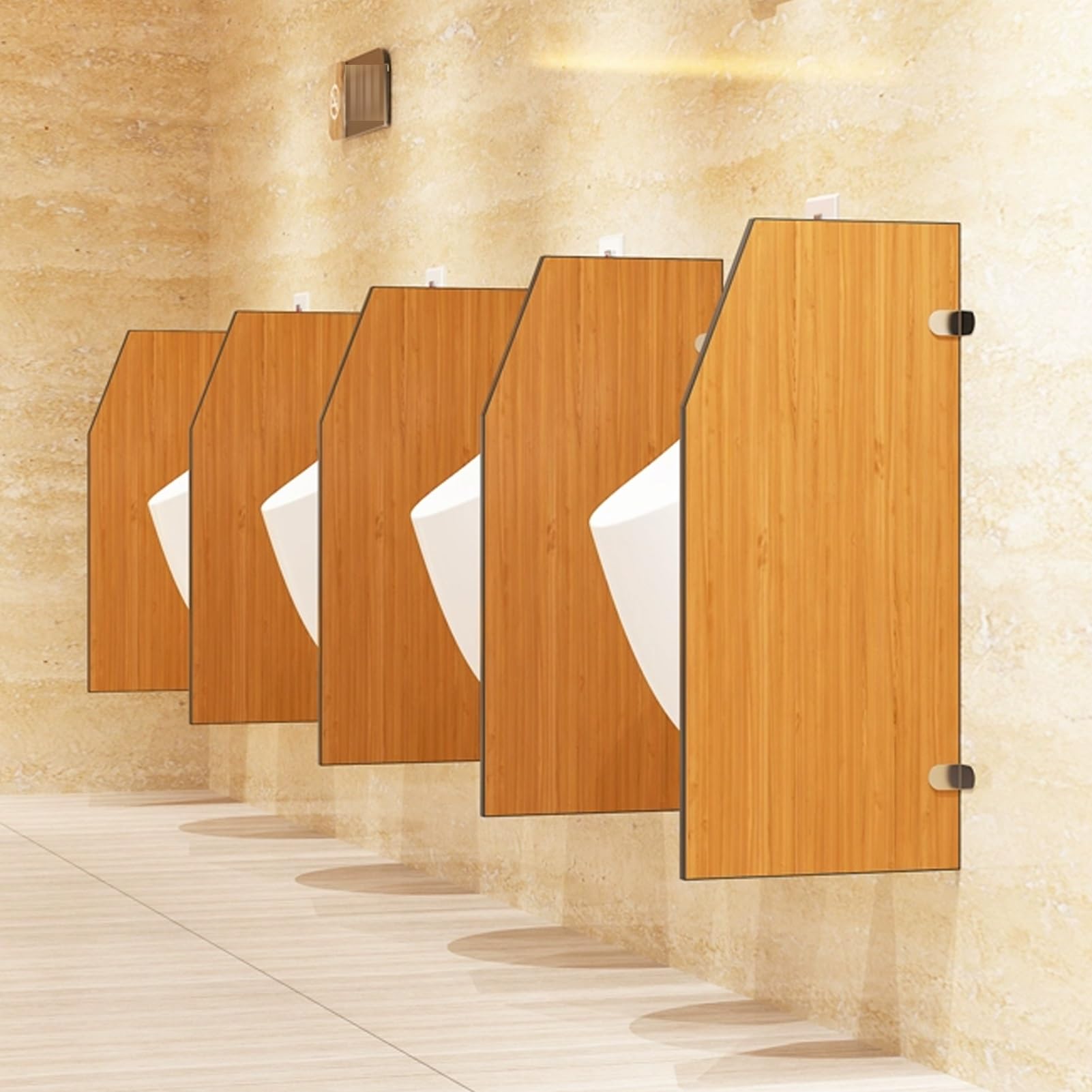 SXDMOUBK Wood Urinal Partition, Wall-Mounted Men Restroom Divider Screen for Schools, Malls, Public Places (3Pcs)