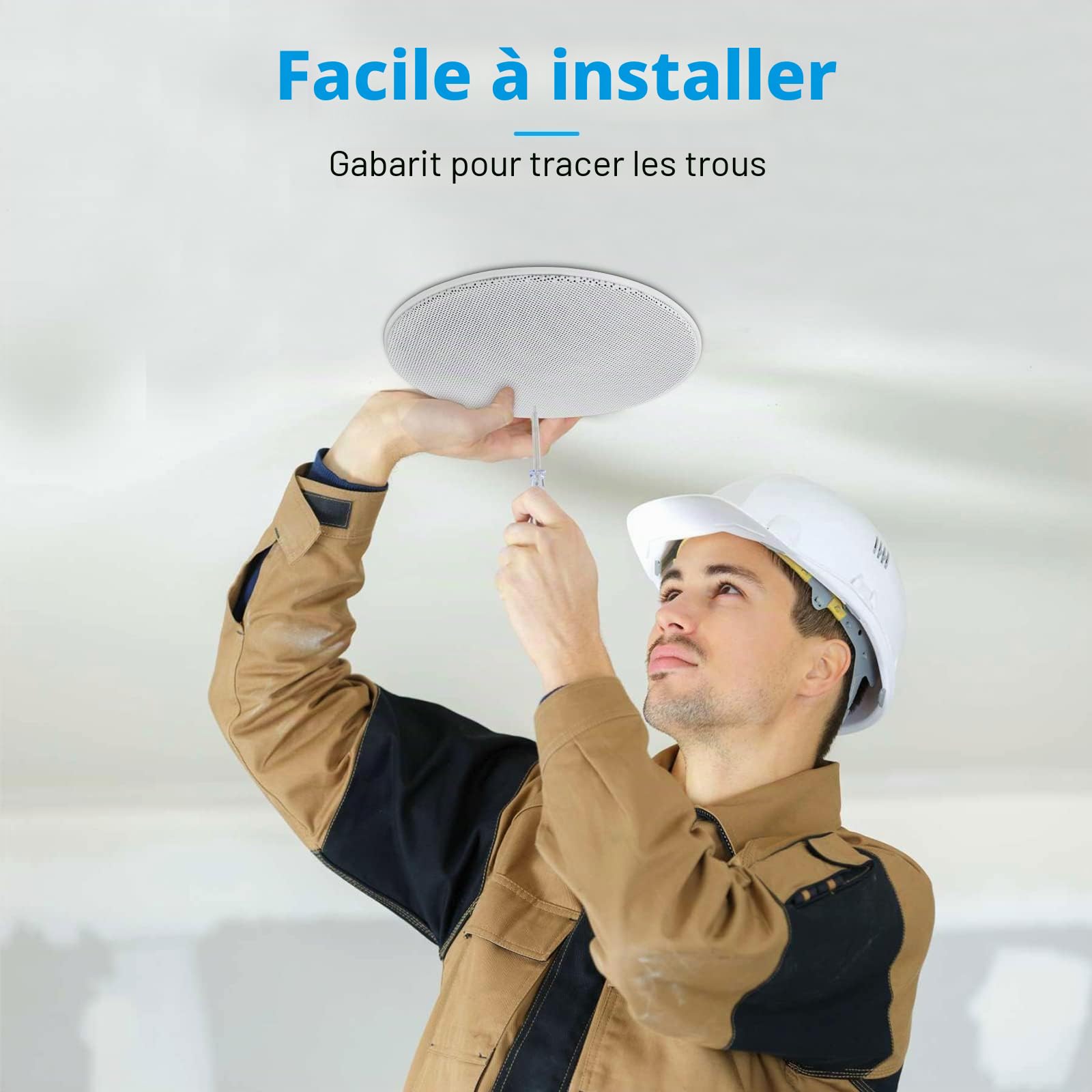 Herdio Haut-parleurs de Plafond,Enceinte encastrable Plafond à 2 Voies de 10,2 cm, 160 W, Parfaits pour la Salle de Bain, la Cuisine, Le Salon, Compatible avec Bluetooth