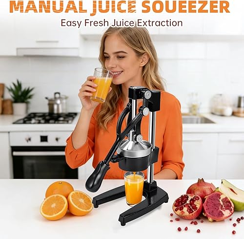 Miniatura 7 de Exprimidor manual de hierro fundido  Exprimidor profesional de naranja, limón, lima y granada, prensa manual resistente, exprimidor de cítricos,