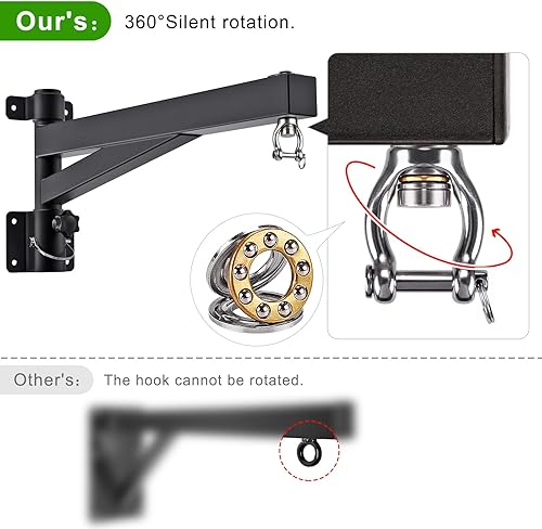 Miniatura 5 de BeneLabel Soporte de pared para bolsa pesada de 24 pulgadas con resortecadenas de acero inoxidable, capacidad de 800 libras, colgador para saco de