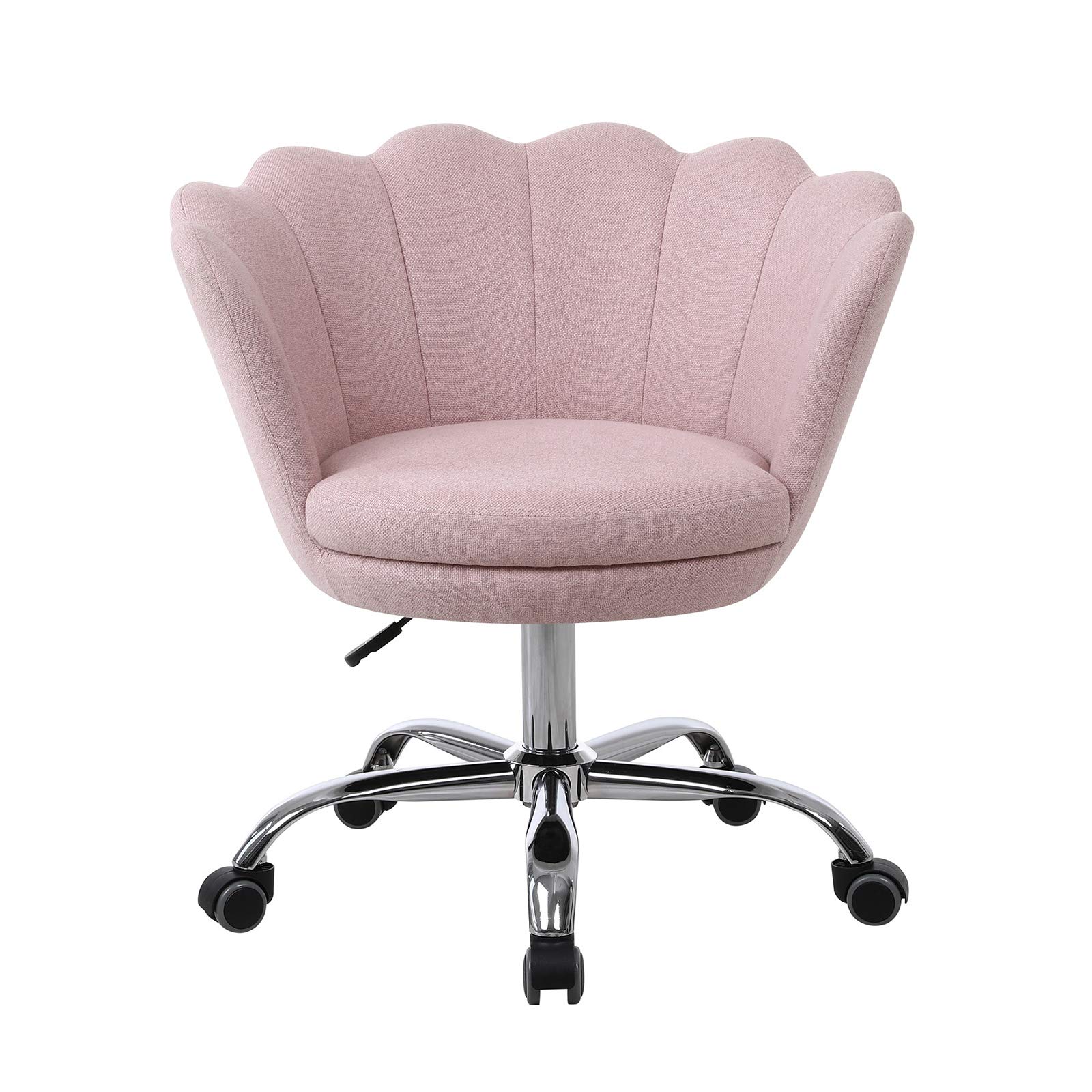 Modern Linen Desk Chair – Adjustable Swivel Armless Chair For Home Office, Bedroom, Or Vanity
