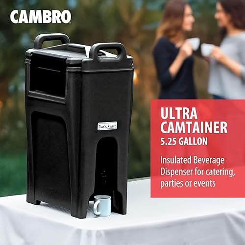 Miniatura 2 de Cambro UC500110 Ultra Camtainer - Portabebés de bebidas, plástico aislado, 5-1/4 galones, negro, caja NSF de 1