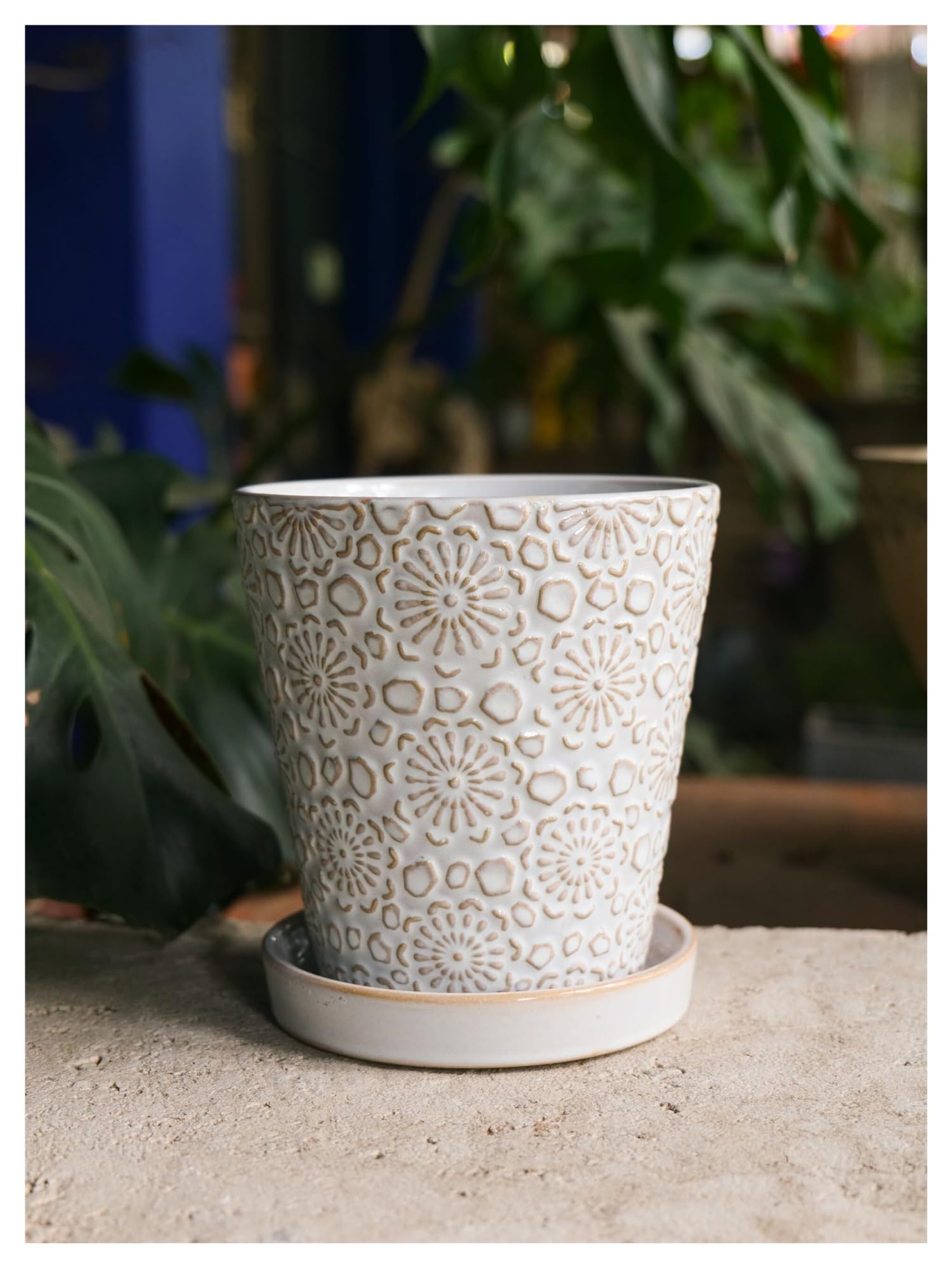 Donice ogrodowe Dekoracyjna ceramiczna doniczka z otworem drenażowym i spodkiem Nowoczesna donica na kwiaty ozdobne
