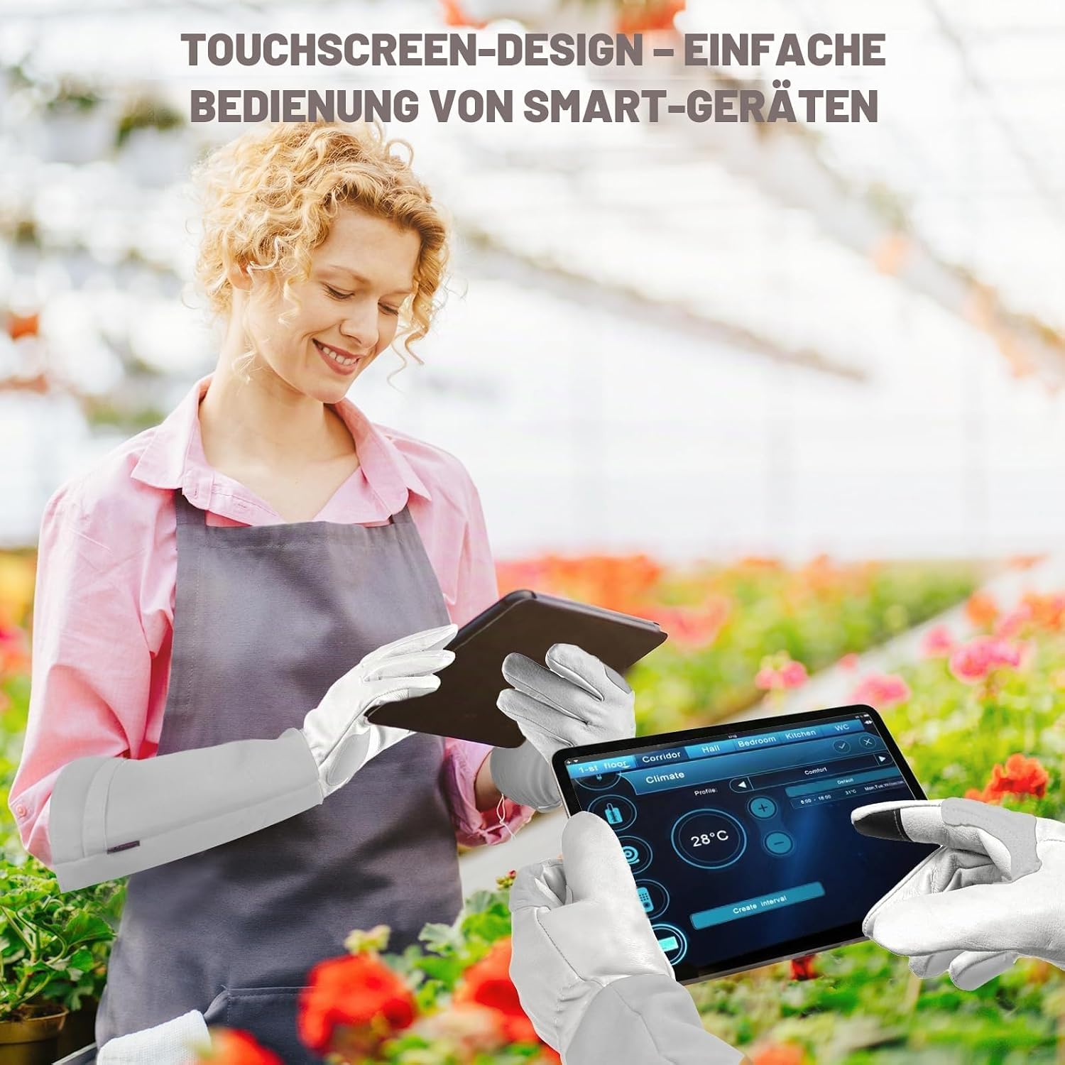 SLARMOR Lange Gartenhandschuhe Damen Abeitshandschuhe Herren – Ansicht 4