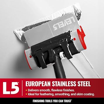 LEVEL5 Skimming Blade Combo, 10 Blade + 38.5 - 63 Extension Handle | Smoothing/Knockdown Drywall Knife | Extruded Aluminum & European Stainless Steel Construction | High-Impact End Caps | 5-422