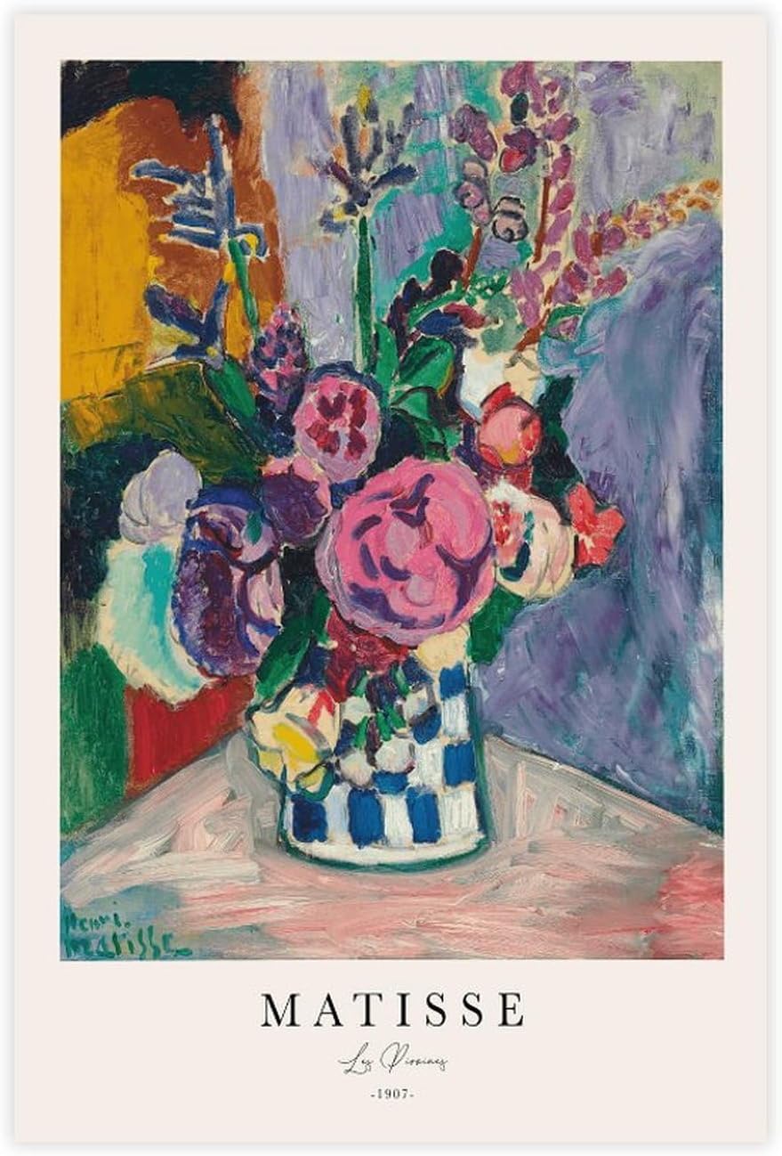 ZZYGGN GMGSW Les Pivoines by Henri Matisse Canvas Poster Abstract Wall Art Vintage Painting Henri Matisse Prints for Bedroom Picture Decor 40x60cm Frameless