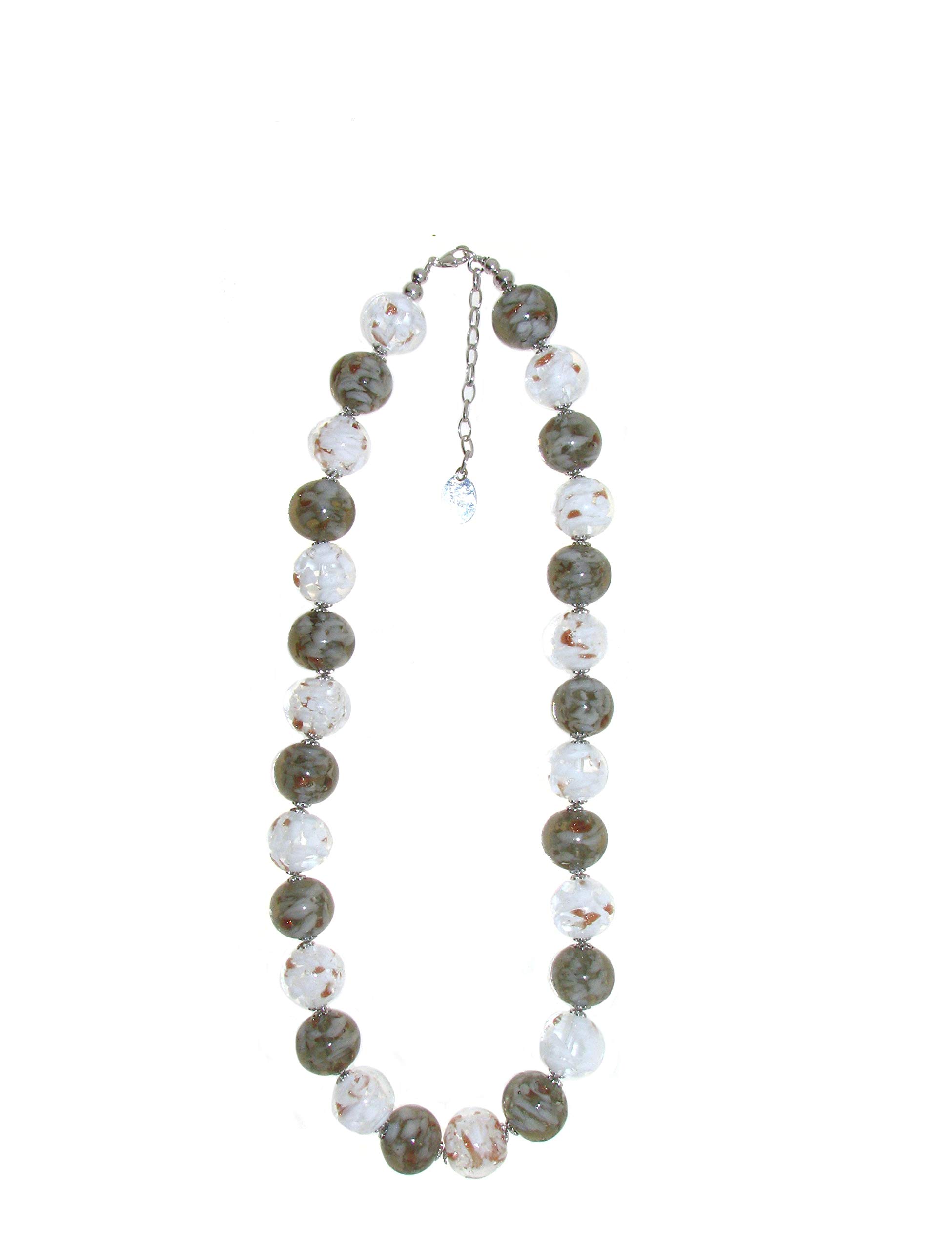 Venetiaurum - Collana Girocollo Con Sfere In Vetro Originale Di Murano E Argento 925 - Gioiello Made In Italy Certificato