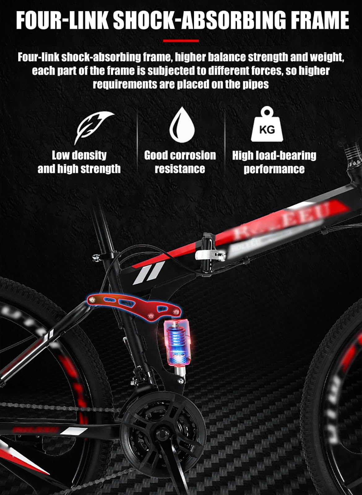 VTT Pliable pour Adulte De 24 Et 26 Pouces, 21 Vitesses, Roues À Rayons, Cadre en Acier Carbone avec Doubles Freins À Disque, VTT Pliable