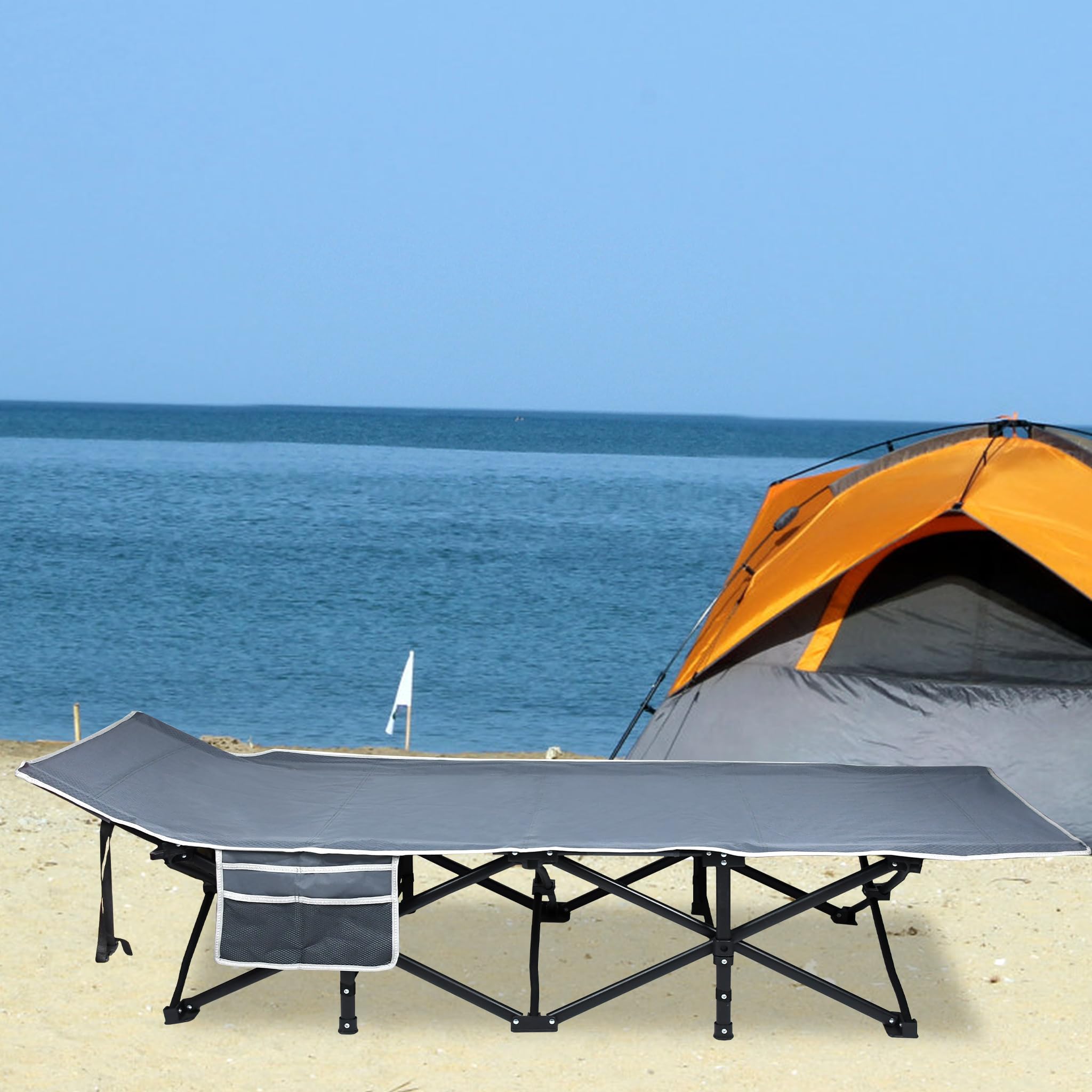 XMTECH Feldbett Klappbar Campingbett Gästebett für Erwachsene 250kg, 190 x 62 x 38cm Faltbar Camping Reisen Bett mit Transporttasche, Feldbetten für Camping Outdoor Reisen Büro Indoor