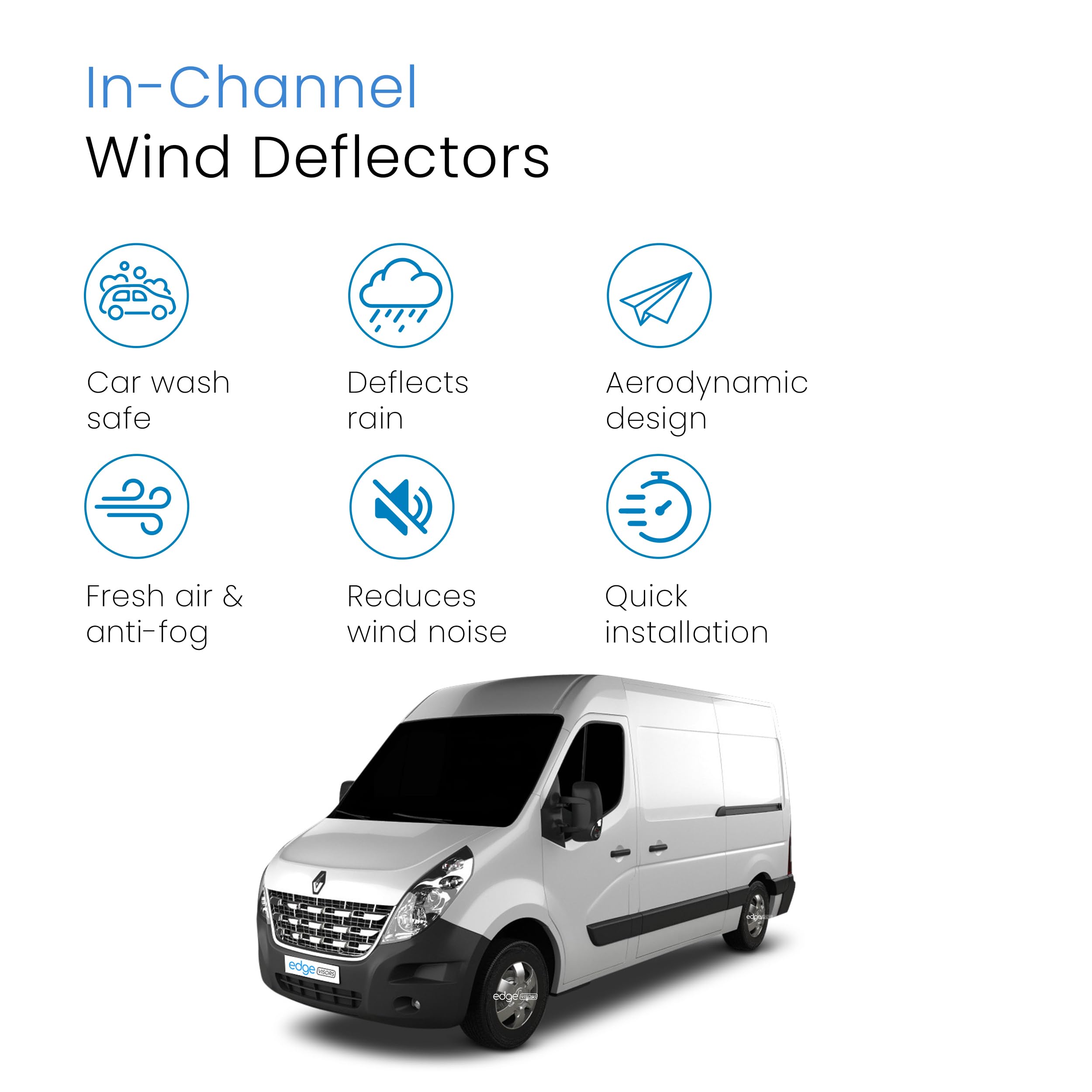 EdgeVisors Wind Deflectors | Fits: Renault Trafic MK3 (2014-onwards) 2