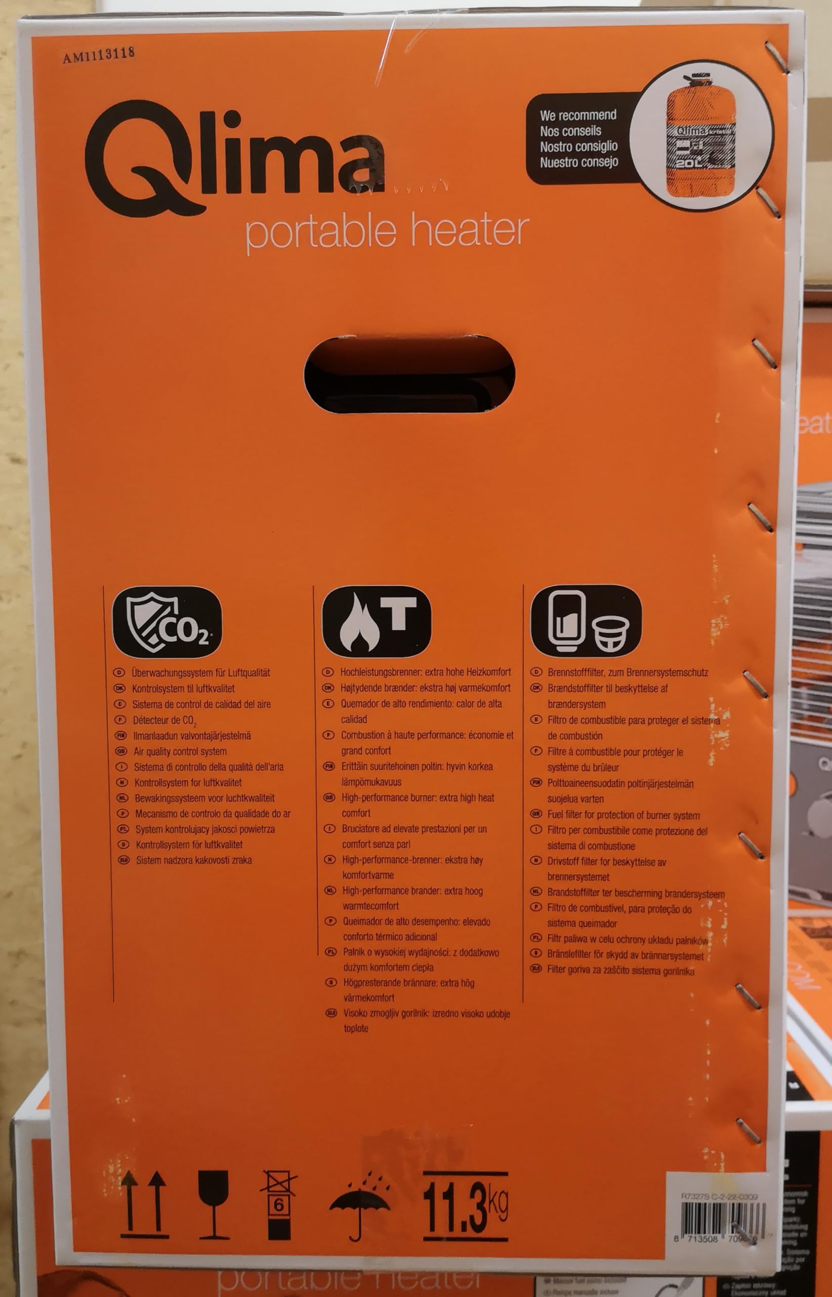 QLIMA R7224-SC - 2400 watts - Poele a pétrole a meche - jusqu'a 85 m3 - Detecteur CO² - Réservoir 4,2 litres