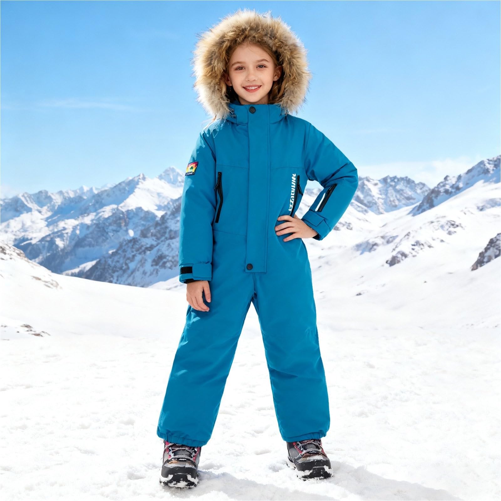 Traje de nieve para niños, traje de esquí de una pieza, chaqueta de esquí con capucha, impermeable, chaqueta de invierno, cálido traje de invierno, resistente al viento, mono de esquí para niños/niñas