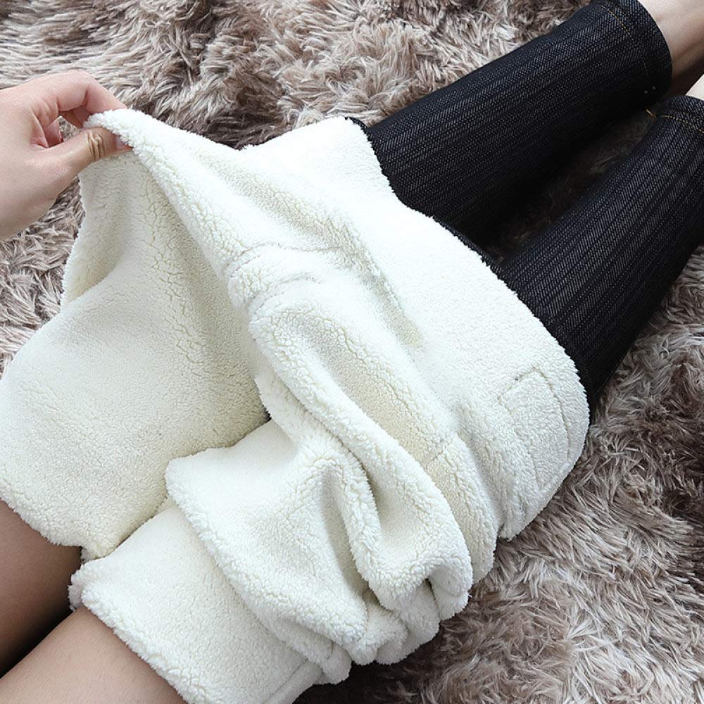 Gefütterte Leggings Damen,Damen Thermal Leggings Fashion Plus Size Schwarze Baumwolljeans Hohe Taille Leggings Dicke Fleece Gefüttert Stretchy Sporthose Strumpfhosen Für Winter Outdoor Kaltes Wet