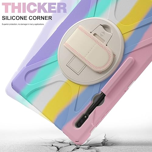 Miniatura 9 de Funda a prueba de golpes para Galaxy Tab S8 Ultra de 14.6 pulgadas 2022, funda resistente con cinturón de mano giratorio de 360, correa de hombro y