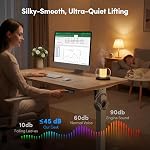 FEZIBO Standing Desk, 48 × 24 Inches Electric Height Adjustable, Sit and Stand Up, Computer Office Desk with Splice Board, White Frame/Maple TOP