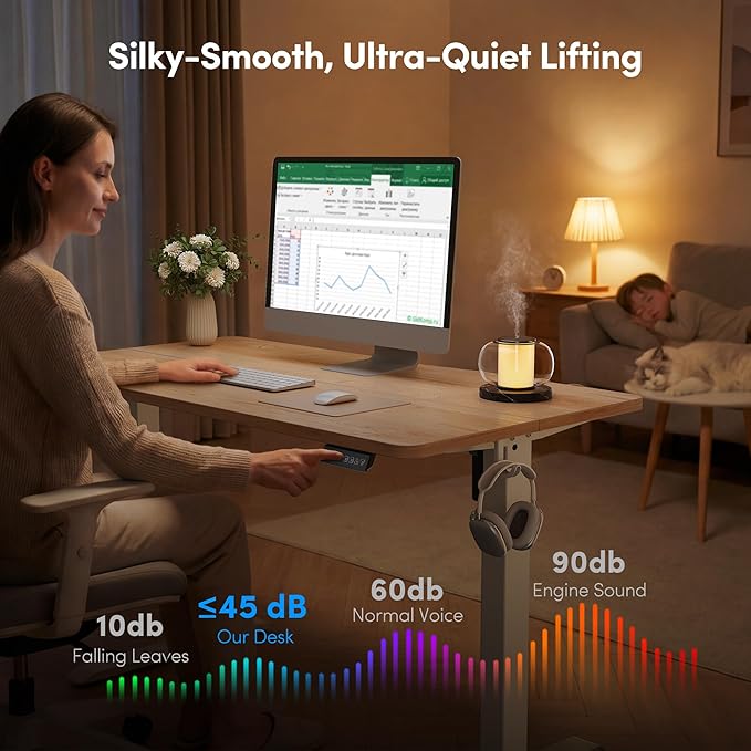 Escritorio Ajustable Electrico Standing Desk 121x60 cm Maple miniatura 8