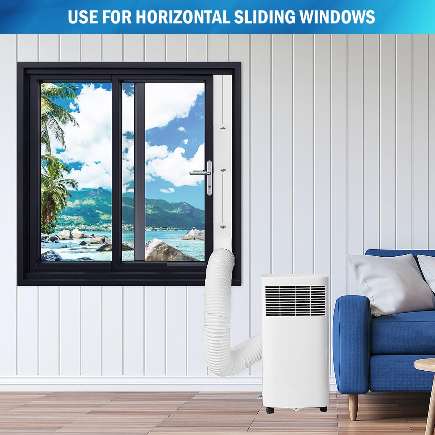 YoleShy Kit de ventana de aire acondicionado portátil con acoplador, sello de ventana ajustable para unidad de CA, kit de ventilación deslizante de CA para manguera de escape, universal para conductos