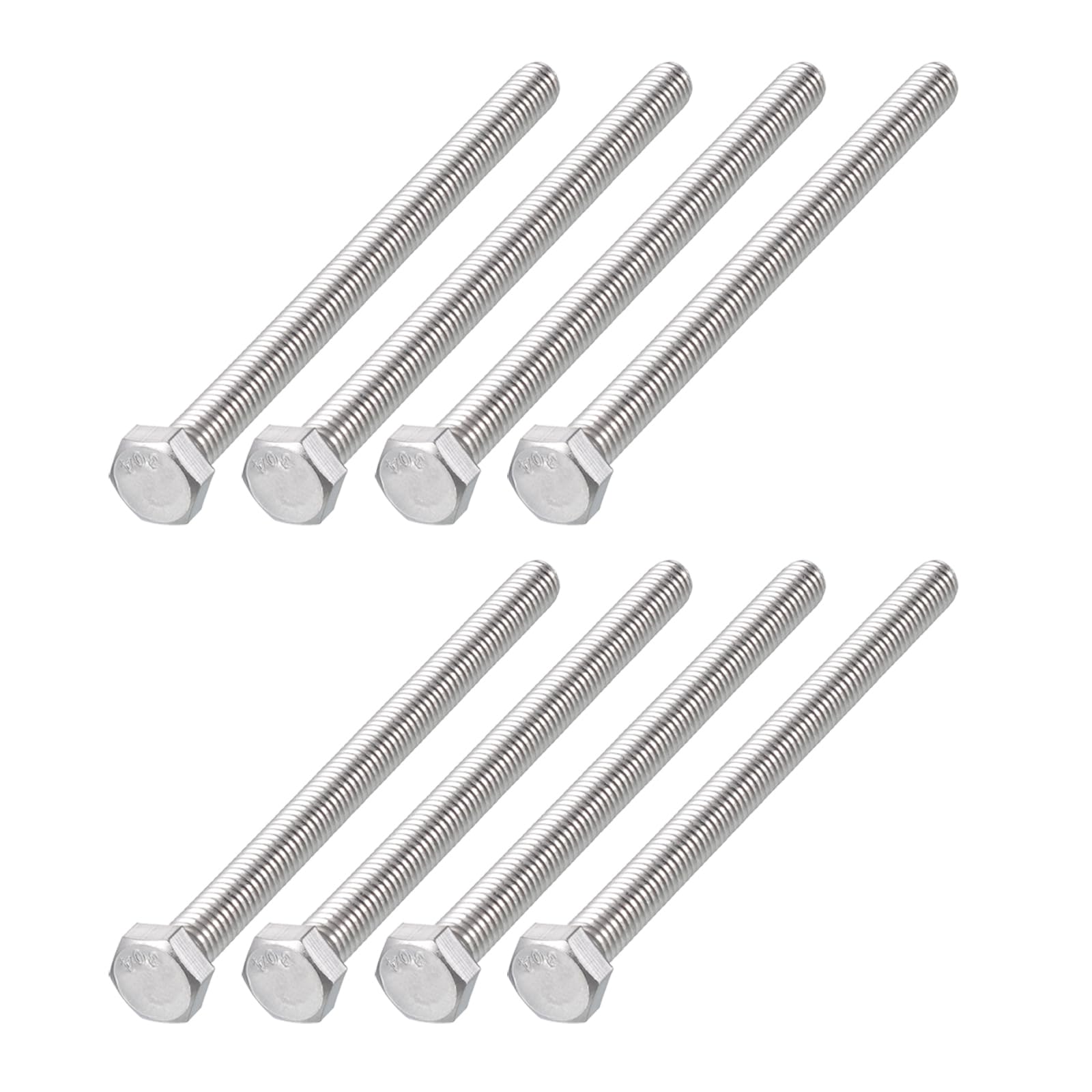 METALLIXITY Hex Head Bolts (5/16-18 x 5") 8Pcs, 304 Stainless Steel 18-8, Fully Threaded, External Hex Drive, Plain Finish