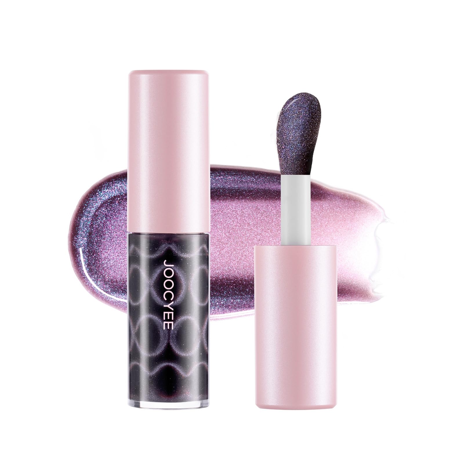 Joocyee Cat Eye Lip Gloss High Shine Plumping Tint Shimmer Holographic Glow Moisturizing Non-Sticky Lip Makeup Gift - Obsidian Glow 01 OBSIDIAN GLOW