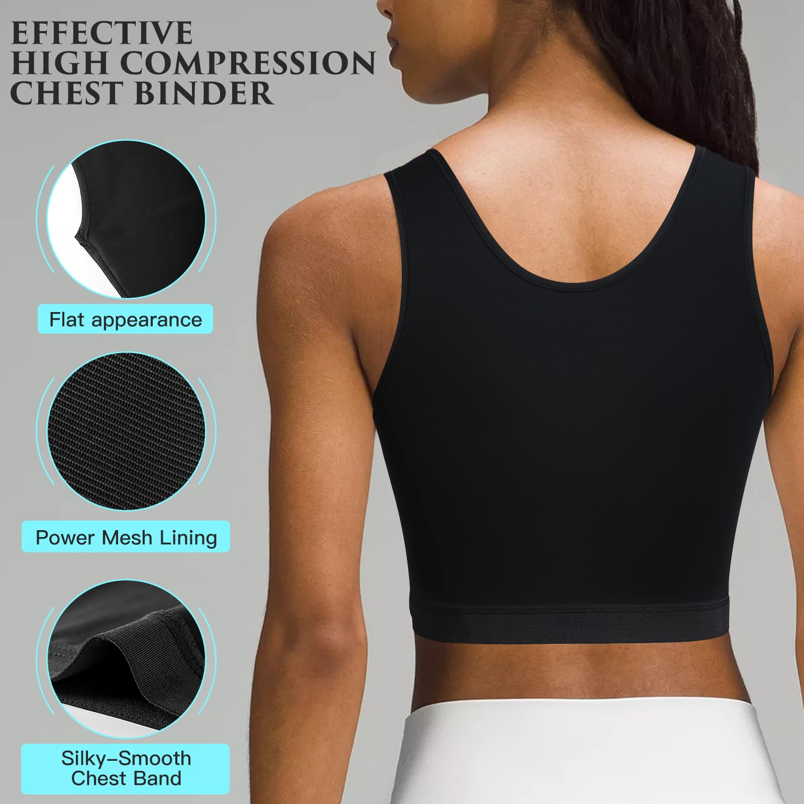 XUJI Traspirante Binder per il petto per Transgender FTM Pullover Half Binder