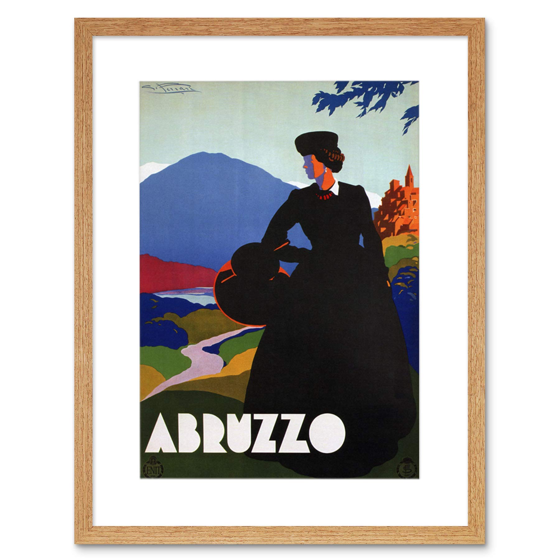Wee Blue Coo Travel Italy Abruzzo Pastoral Mountain Vintage Advert Framed Wall Art Print