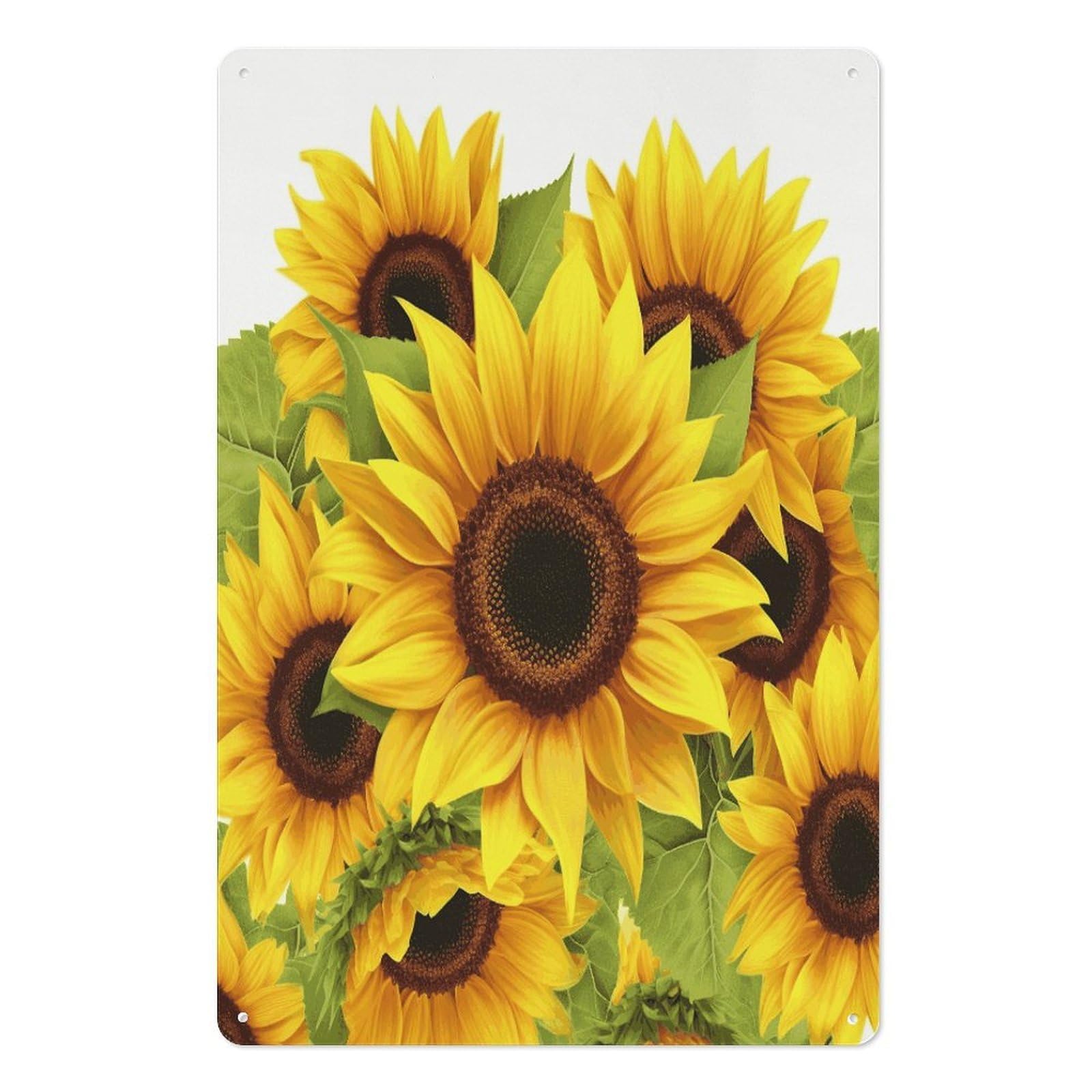 Adfgyerh Style Sunflower Tin Sign Hanging Art Prints,Wall Decor For Gifting And Party Decoration 7.9X11.8 Inch,Wall Art For Home Garden Greenhouse Living Room Bedroom Yard