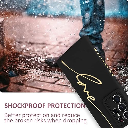 Miniatura 5 de MOWIME Funda para Samsung Galaxy S21 Ultra, Parte Trasera Lindo Chapado Gráfico de Carta de Amor con Lente Anti-Caída Protección de Cubierta de