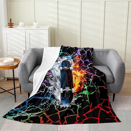 Miniatura 12 de Erosebridal Manta de golf de 40 x 50 pulgadas, moderna, de lujo, suave, acogedora para niños y adultos, manta geométrica de forro polar para Negro