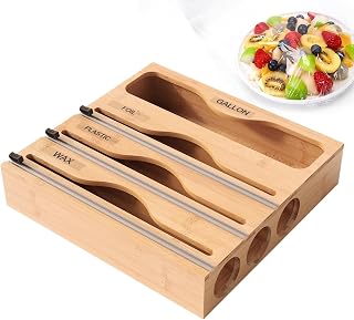 Bag Organizer, Wrap Dispenser, 45.75x12.4x2.83in Foil Holder, Wall Mounted, Large Capacity for Ziplock Storage, Wax Paper, Food Prep, Cafe Use, Kitchen Setup, Service Stations