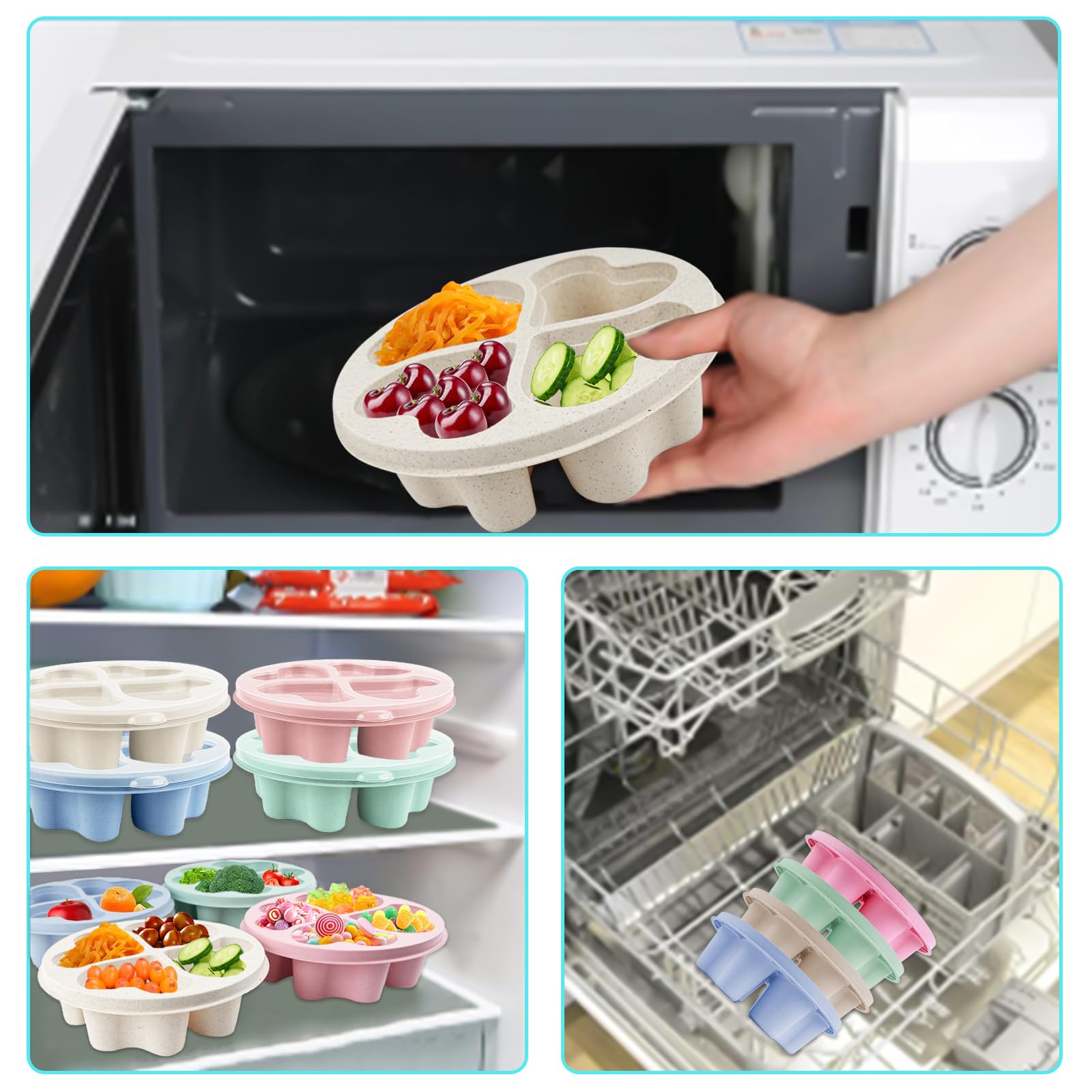 Contenitori Snack 4 Scomparti Riutilizzabili - Bento Box Per Frutta