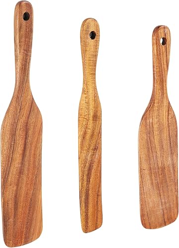 3 Pcs Wooden Spurtle Set, Skinny Spurtle for Sourdough Start