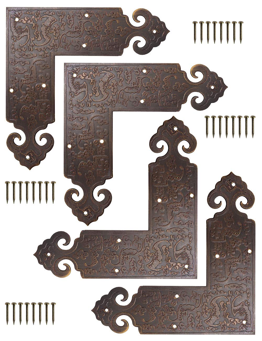 FUXXER Juego de 4 conectores angulares decorativos, en latón envejecido, 90 x 90 mm