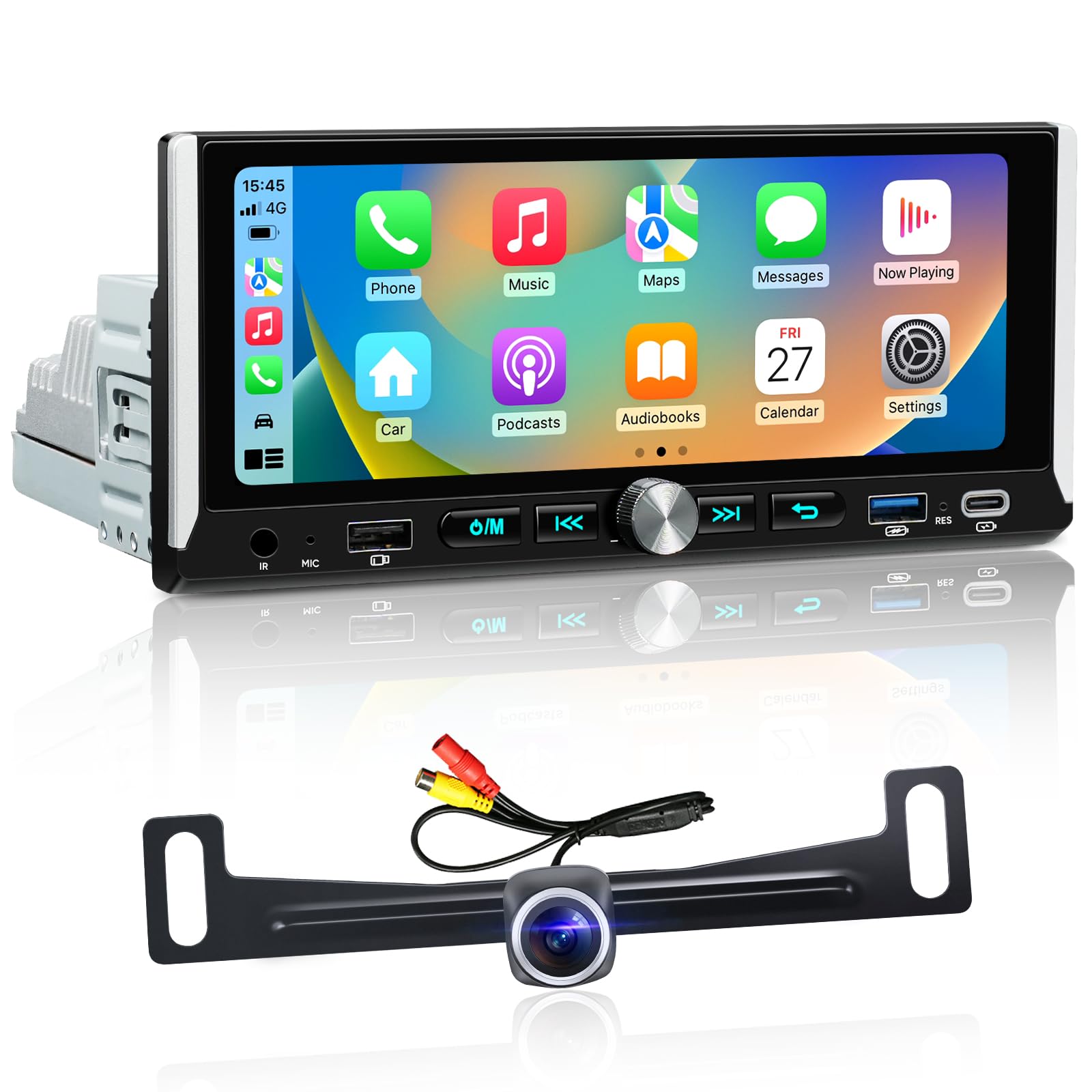 AINAVI 6.9 inch single DIN touchscreen Android car stereo with CarPlay and Android Auto
