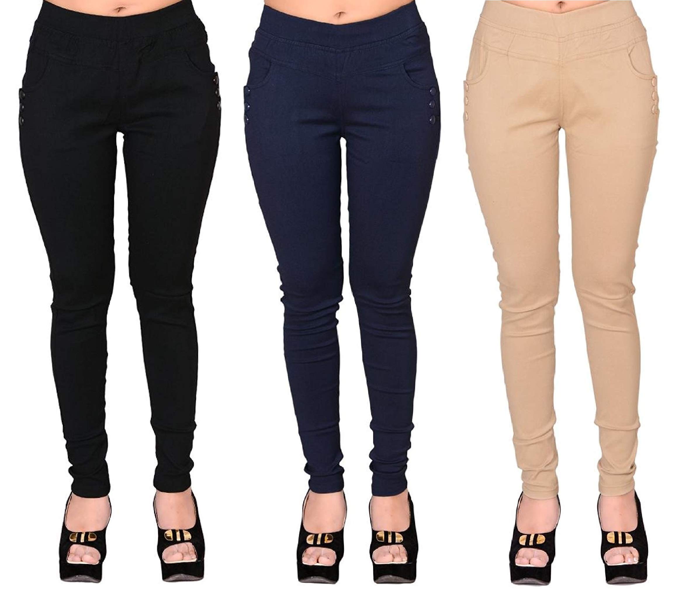 feelblue Lycra Stretchable Jeggings for Women(Pack of 3)-picture-45