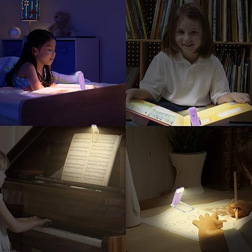 Miniatura 3 de HONWELL Luz de libro recargable, luces LED de lectura con clip para niños que leen en la cama, 3 niveles de brillo, luz de marcador regulable para