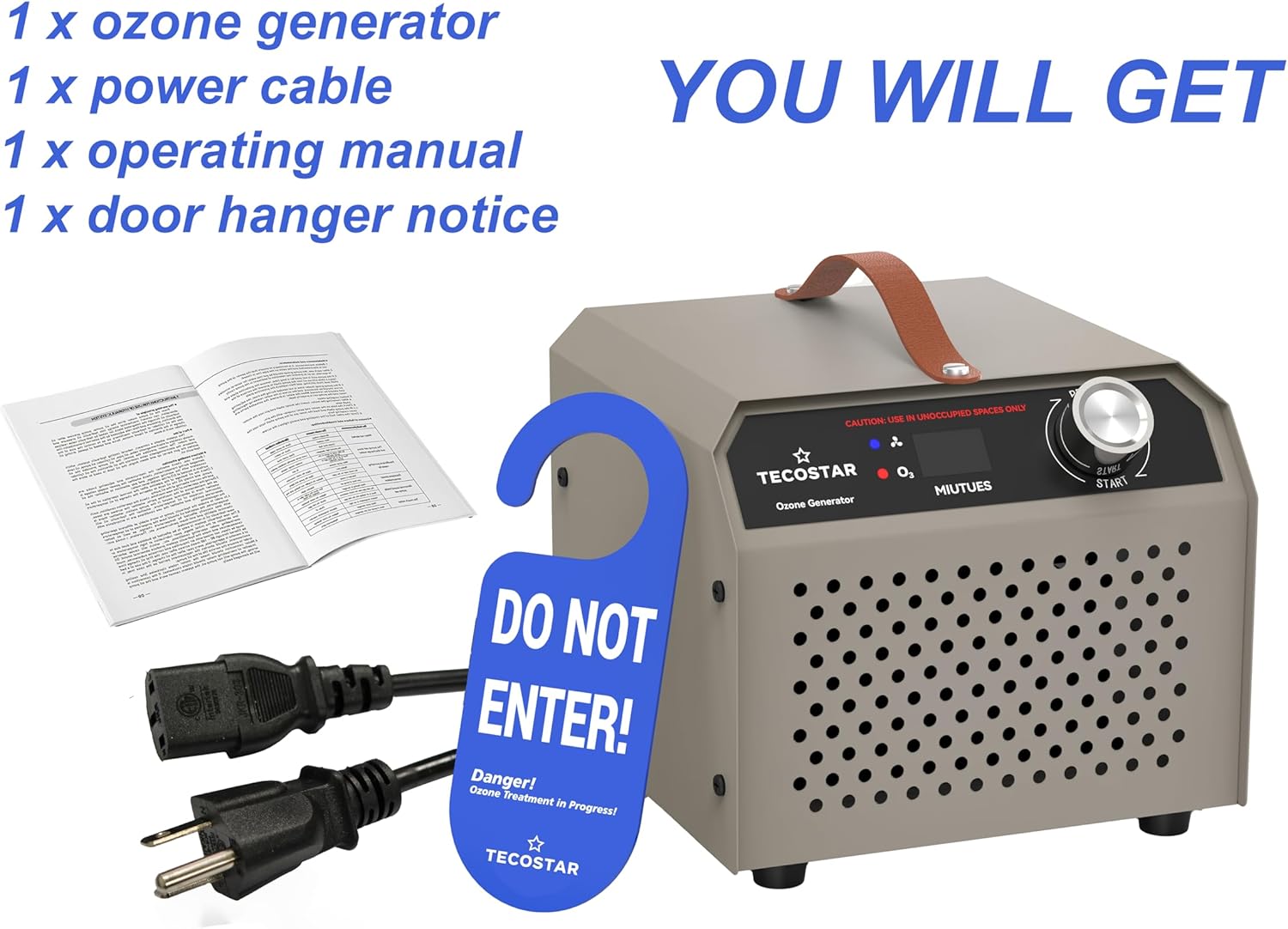Ozone Generator 60,000mg/h Home & Industrial Use Air Purifier – High Capacity O3 Air Ionizer for 4,000 Sq Ft, Smoke Odor Removal, Room, Car, Pet, Basement Deodorizer