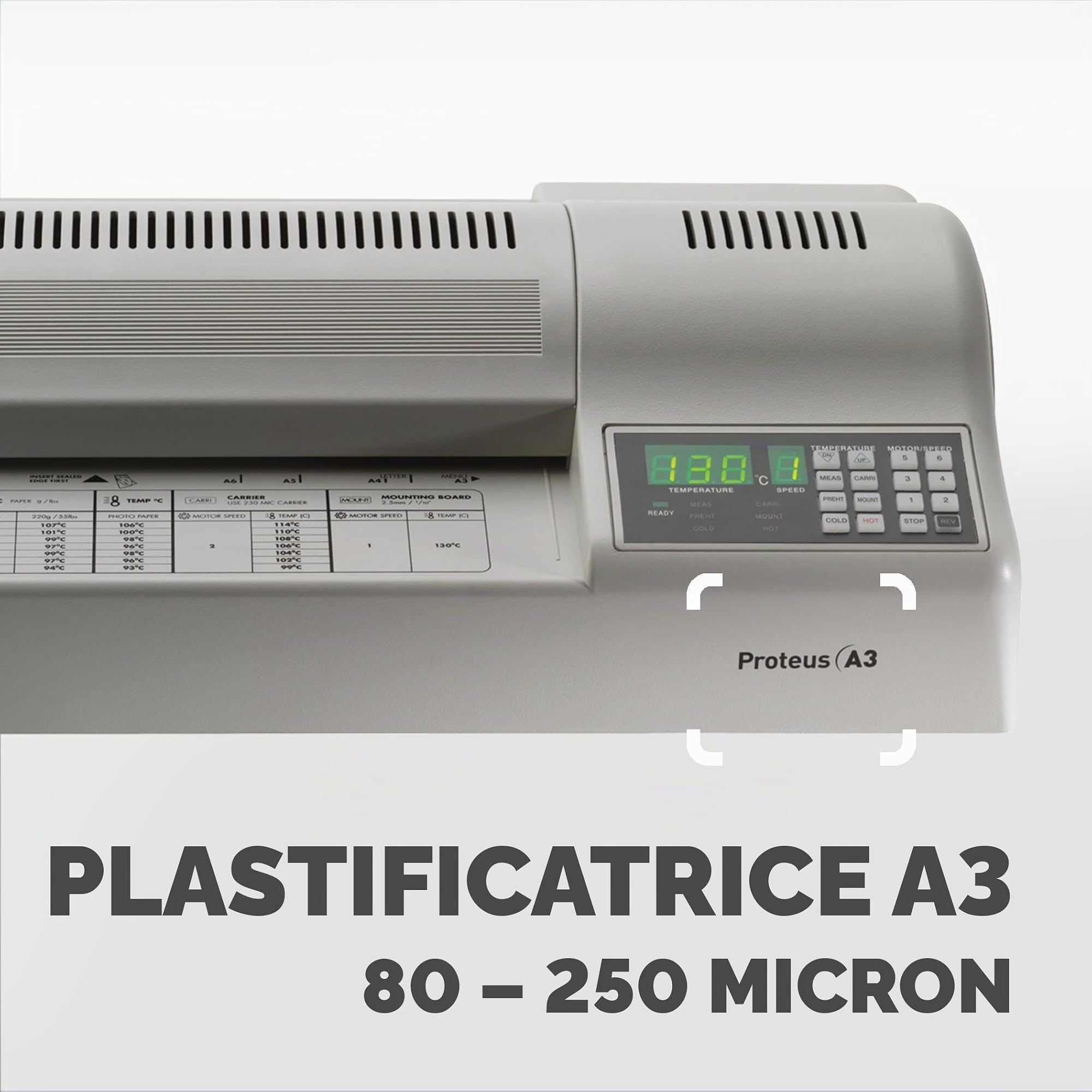 Fellowes 5709001 Plastificatrice Proteus A3, 95 cm/min, 6 Rulli, Plastifica a Freddo