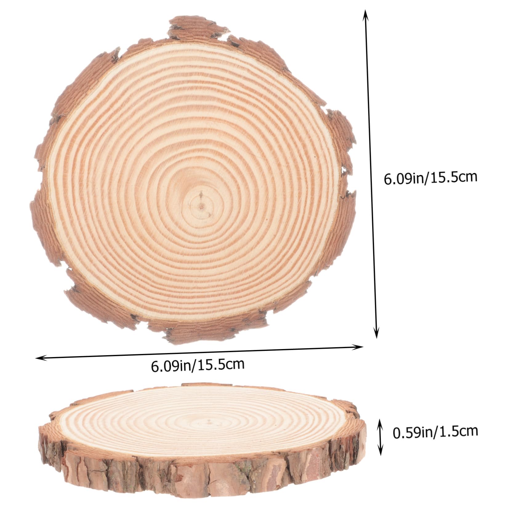 TEHAUX 6piezas Rodajas De Madera Natural Sin Círculos De Madera Redondos Para Manualidades Decoración y Posavasos Grosor