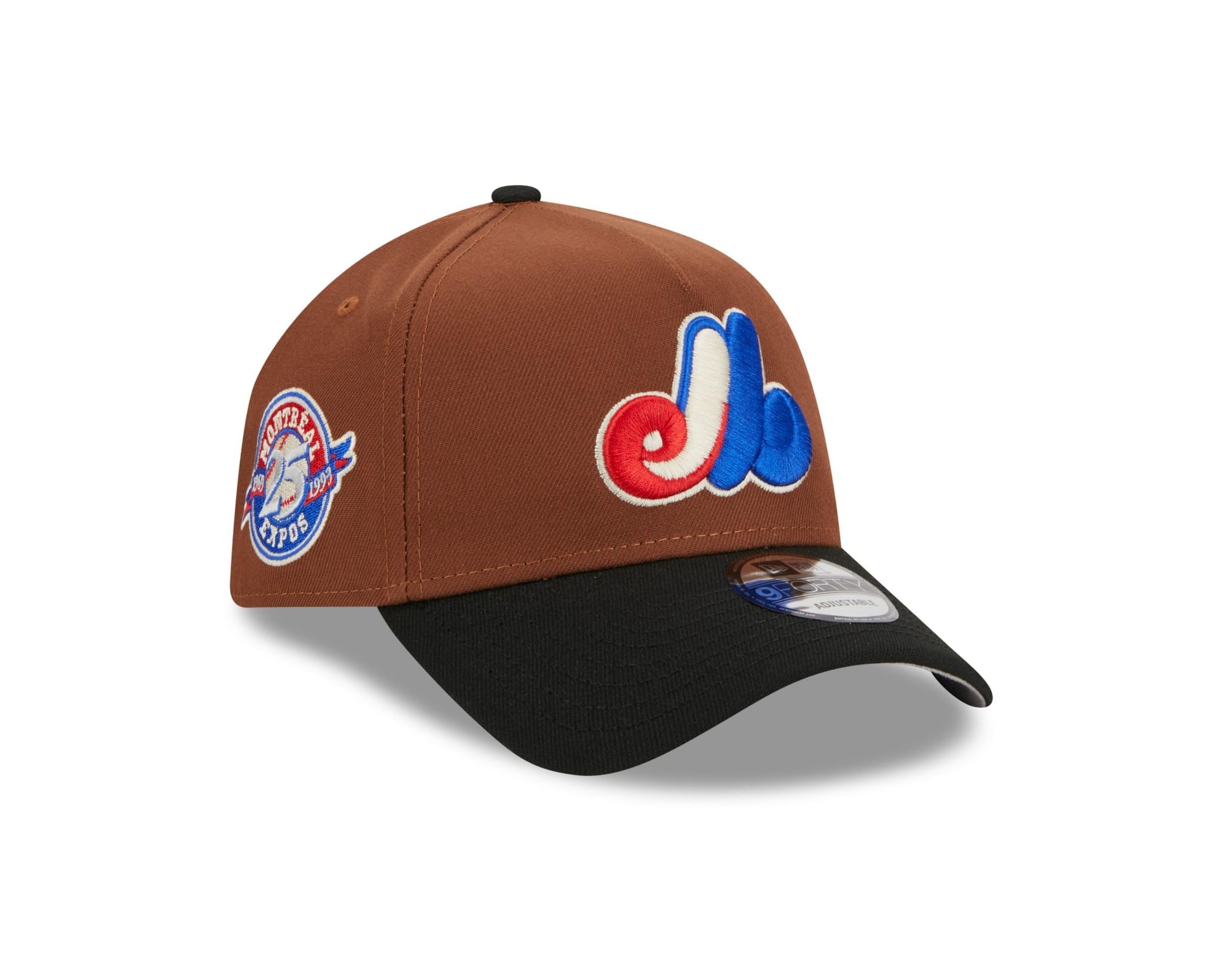 New Era Men's 940-Expos-Brown-Black-#32421 Montreal Expos Mlb Harvest 25Th Anniversary Brown Black 9Forty A-Frame Snapback Cap - One-Size