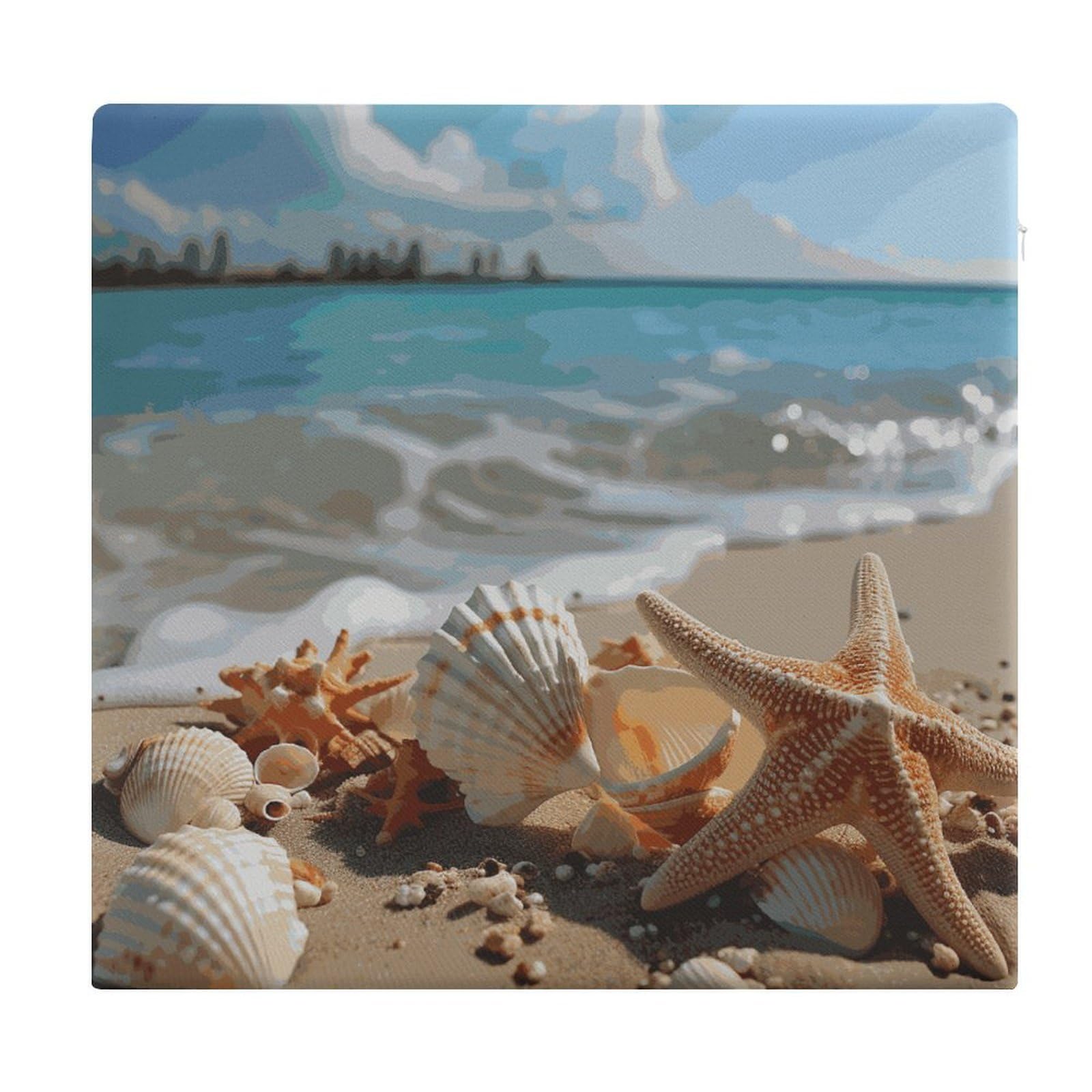 Adfgyerh Style Seashells Starfish On Beach Cushions Memory Foam For Adults, Seat Cushion Chair Pads Soft, Square Pillows For Dining, Kitchen, Office, Patio Chairs