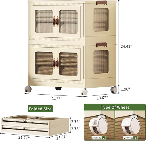 Miniatura 2 de Contenedores de almacenamiento apilables de 60 cuartos de galón, contenedores de almacenamiento plegables con tapas y puertas, caja de