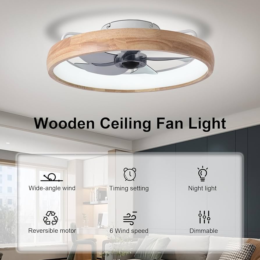 WenineStar 20” Ceiling Fan with Light, Dimmable LED Timing with