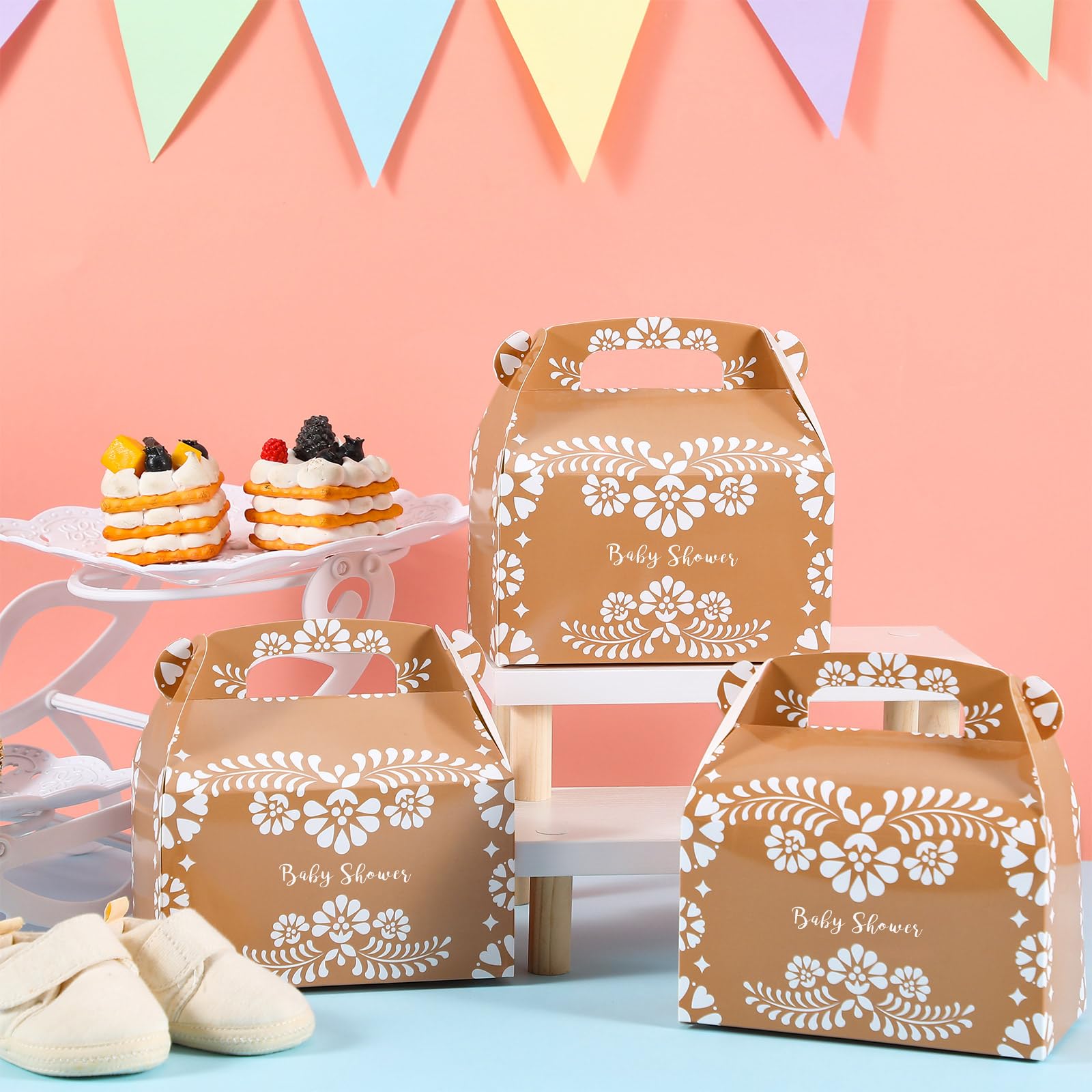 Sinload 24 Stück Mexikanische Geschenktüten Aus Kraftpapier – Mit Griffen, 15x21x8 Cm, Terrakotta-Design, Für Fiesta, Cinco De Mayo Oder Mottopartys