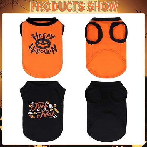 Miniatura 3 de KOOLTAIL Camisetas para perros, paquete de 2 camisetas de Halloween, camisa naranja para perro, chaleco refrescante con impresión de moda para