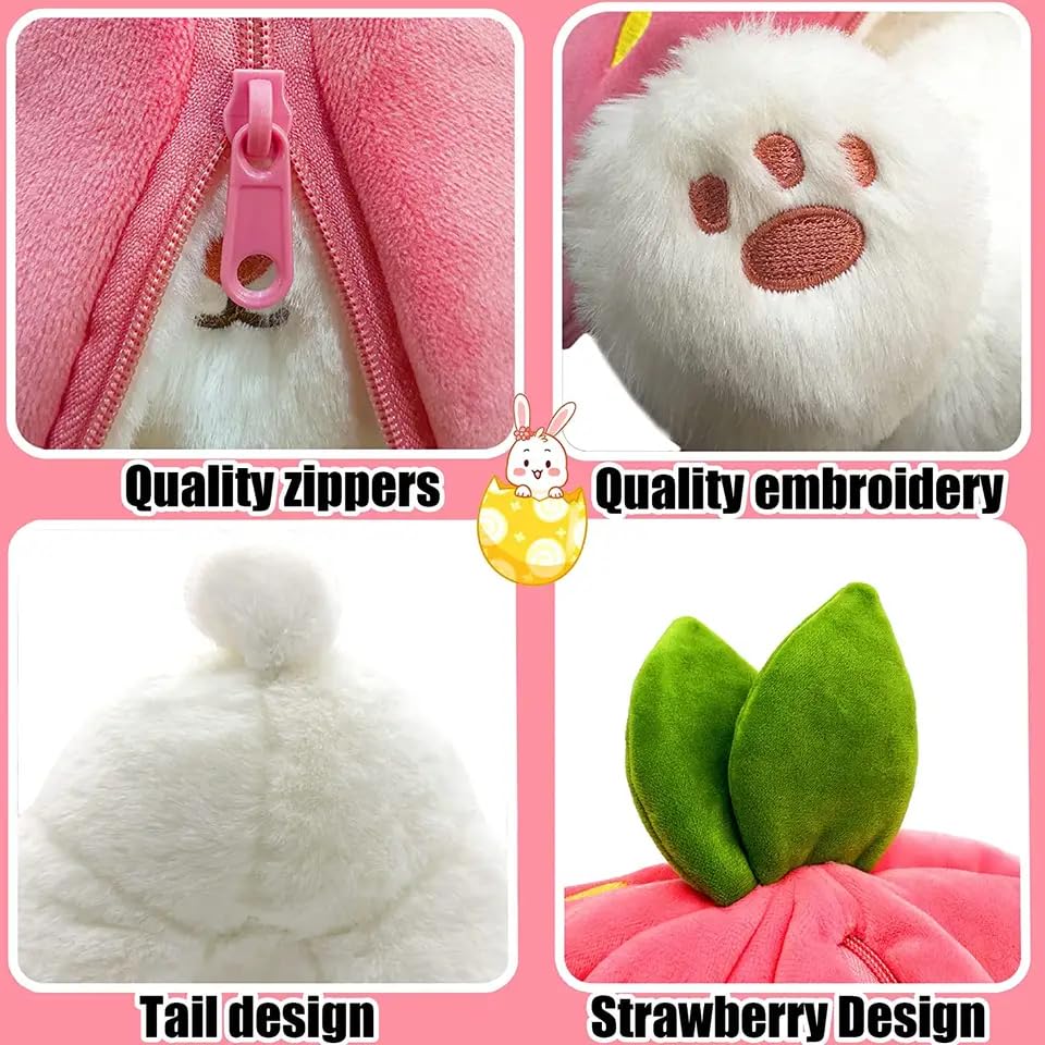 Image of AVSHUB Reversible Bunny Rabbit Soft Toy for Kids | Cute Plush Stuffed Bunny Doll for Girls, Home Decor & Birthday Gift | Pink White | 25 cm