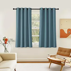 NICETOWN Room Darkening Short Curtain 54 inches Long for Living Room, Grommet Sound Reducing Thermal Insulated Curtains for Bedroom Nursery Window, 46W x 54L, 1 Piece, Smoky Blue
